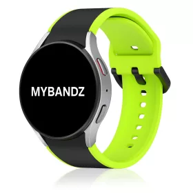   MYBANDZ rés-nélküli szilikon óraszíj Galaxy Watch 4-5-6-7 /fekete-neon zöld/ 20mm