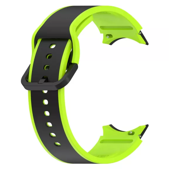 MYBANDZ rés-nélküli szilikon óraszíj Galaxy Watch 4-5-6-7 /fekete-neon zöld/ 20mm