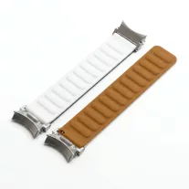  MYBANDZ kétrészes mágneses szilikon óraszíj Galaxy Watch 4-5-6-7/fehér(ezüst csatlakozó)/ 20mm