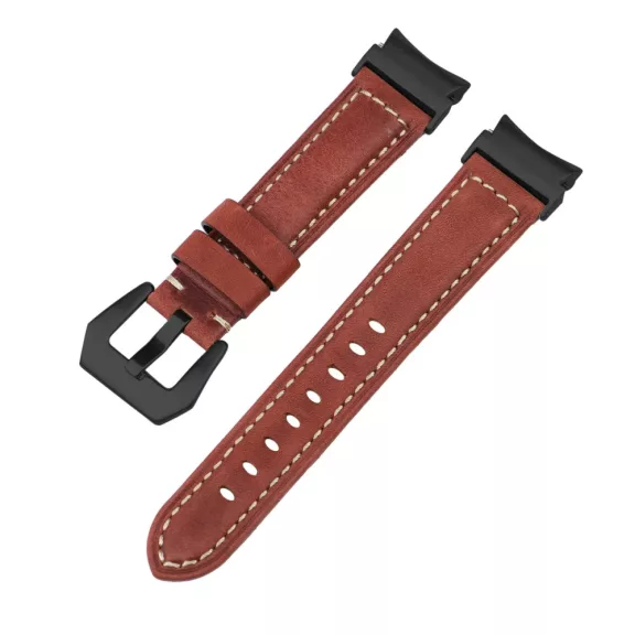 MYBANDZ Elegáns bőróraszíj Galaxy Watch 4-5-6-7/vörösbarna(fekete csat)/ 20mm