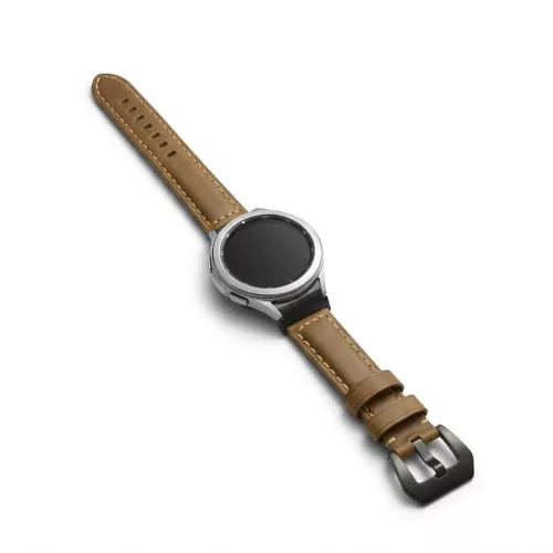 MYBANDZ Elegáns bőróraszíj Galaxy Watch 4-5-6-7/barna(fekete csat)/ 20mm