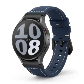   MYBANDZ Elegáns bőróraszíj Galaxy Watch 4-5-6-7/kék(fekete csat)/ 20mm