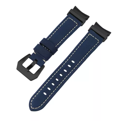 MYBANDZ Elegáns bőróraszíj Galaxy Watch 4-5-6-7/kék(fekete csat)/ 20mm