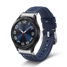   MYBANDZ Elegáns bőróraszíj Galaxy Watch 4-5-6-7/kék(ezüst csat)/ 20mm