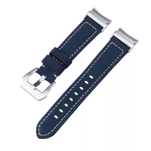 MYBANDZ Elegáns bőróraszíj Galaxy Watch 4-5-6-7/kék(ezüst csat)/ 20mm