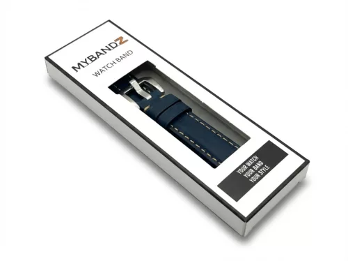 MYBANDZ Elegáns bőróraszíj Galaxy Watch 4-5-6-7/kék(ezüst csat)/ 20mm