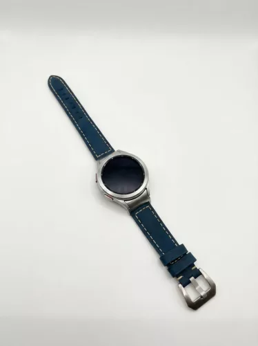 MYBANDZ Elegáns bőróraszíj Galaxy Watch 4-5-6-7/kék(ezüst csat)/ 20mm