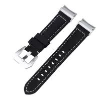   MYBANDZ Elegáns bőróraszíj Galaxy Watch 4-5-6-7/fekete(ezüst csat)/ 20mm