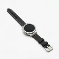   MYBANDZ Elegáns bőróraszíj Galaxy Watch 4-5-6-7/fekete(ezüst csat)/ 20mm