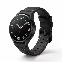   MYBANDZ Elegáns bőróraszíj Galaxy Watch 4-5-6-7/fekete(fekete csat)/ 20mm