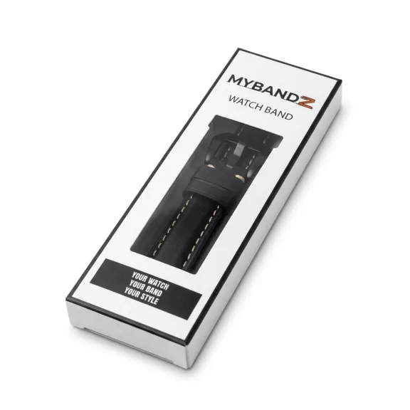 MYBANDZ Elegáns bőróraszíj Galaxy Watch 4-5-6-7/fekete(fekete csat)/ 20mm
