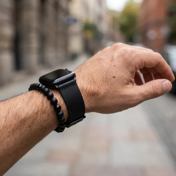 Apple Watch vintage bőróraszíj-fekete 44/45/46 és 49 mm