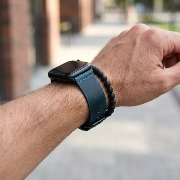Apple Watch vintage bőróraszíj-kék 44/45/46 és 49 mm