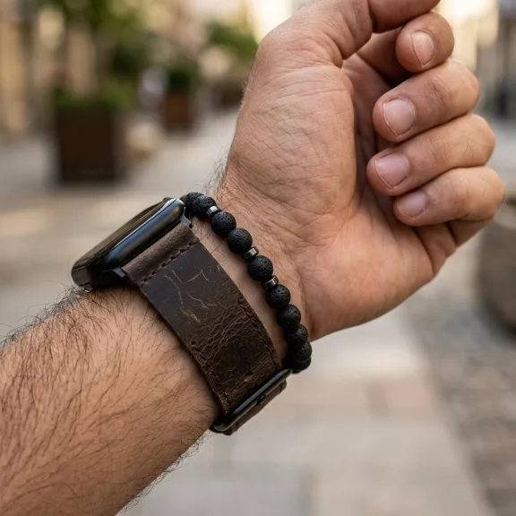 Apple Watch vintage bőróraszíj-sötét barna 44/45/46 és 49 mm