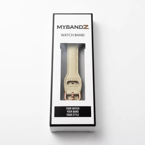 MYBANDZ Elegáns slim bőróraszíj rosegold csattal /krémfehér/20mm
