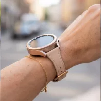   MYBANDZ Elegáns slim bőróraszíj rosegold csattal /púder/20mm
