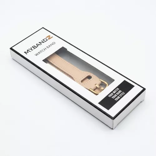 MYBANDZ Elegáns slim bőróraszíj rosegold csattal /púder/20mm