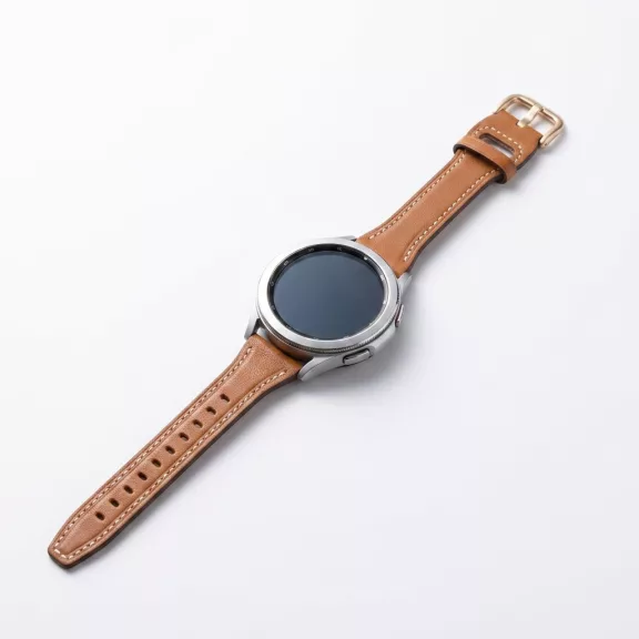 MYBANDZ Elegáns slim bőróraszíj rosegold csattal /barna/20mm
