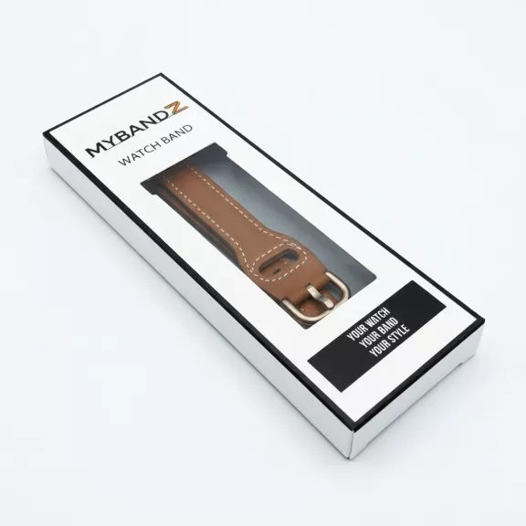 MYBANDZ Elegáns slim bőróraszíj rosegold csattal /barna/20mm