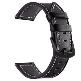   MYBANDZ Elegáns bőróraszíj / fekete-fekete csattal / 22mm