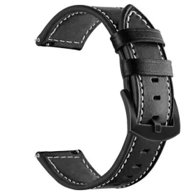   MYBANDZ Elegáns bőróraszíj / fekete-fekete csattal / 22mm