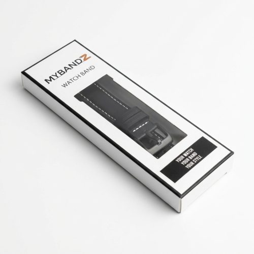 MYBANDZ Elegáns bőróraszíj / fekete-fekete csattal / 22mm