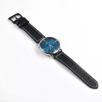   MYBANDZ Elegáns bőróraszíj / fekete-fekete csattal / 22mm