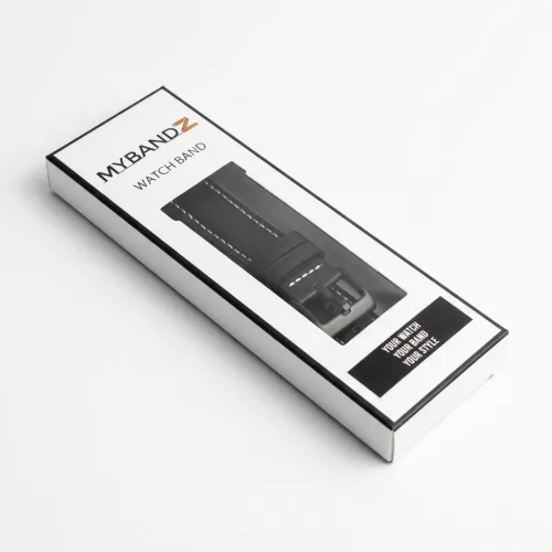 MYBANDZ Elegáns bőróraszíj / fekete-fekete csattal / 22mm