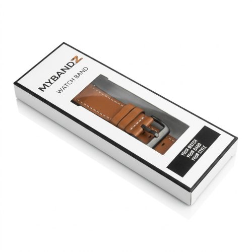 MYBANDZ Elegáns bőróraszíj /vörösesbarna - fekete csattal / 22mm