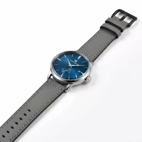 MYBANDZ Elegáns bőróraszíj /szürke - fekete csattal / 22mm