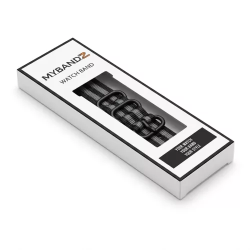 MYBANDZ Szövet óraszíj /fekete-szürke/ 18mm