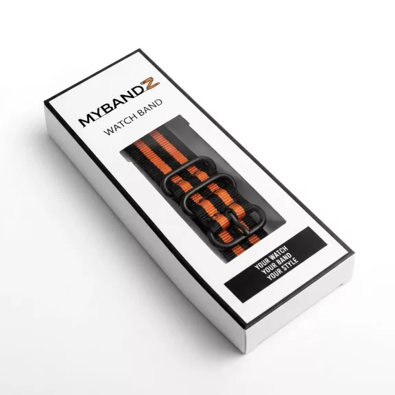 MYBANDZ Szövet óraszíj /fekete-narancs/ 18mm