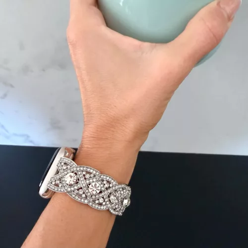 Apple Watch CrystalLace fém szíj / ezüst / 42/44/45/49