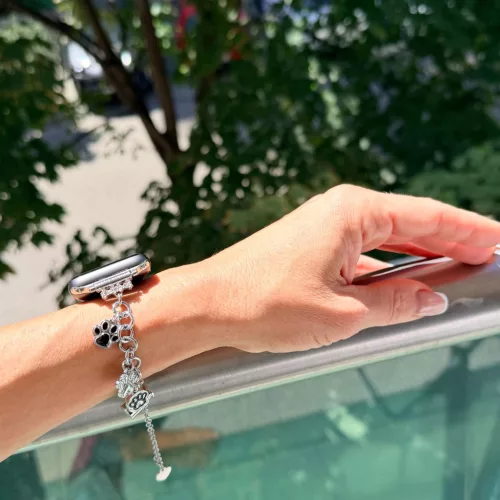 Apple Watch PawCharm fém szíj / ezüst/ 42/44/45/49