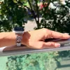 Apple Watch FloralShine fém szíj / ezüst / 42/44/45/49