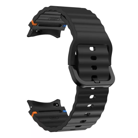 MYBANDZ Waves szilikon óraszíj-fekete/Samsung Galaxy Watch 4-5-6-7