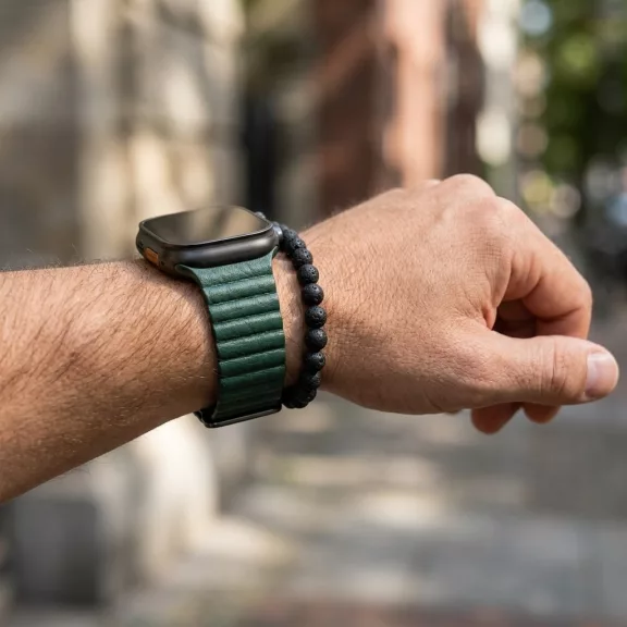 Apple Watch mágneses bőróraszíj /zöldeskék/ 40/41 és 42mm