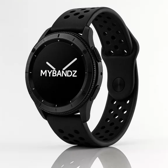 MYBANDZ Lélegző szilikon óraszíj- fekete/ 20mm