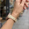 MYBANDZ Elegáns slim bőróraszíj rosegold csattal /krémfehér/22mm