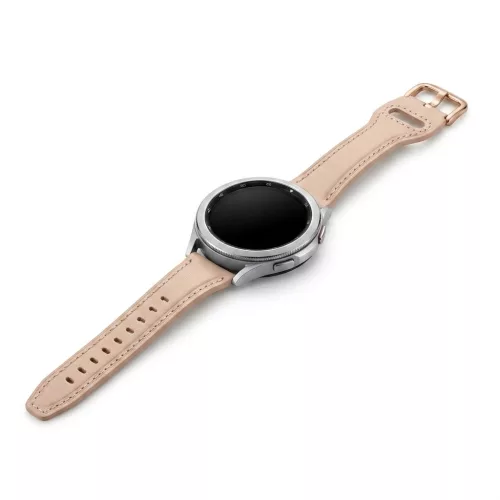 MYBANDZ Elegáns slim bőróraszíj rosegold csattal /púder/22mm