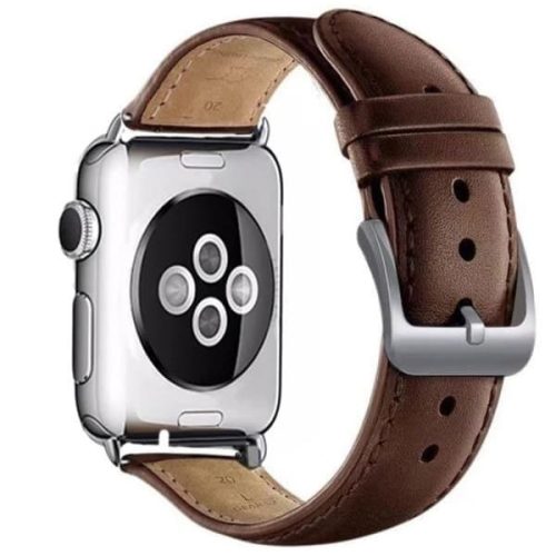 Apple Watch elegáns bőróraszíj / barna / ezüst csattal 38/40/41 mm