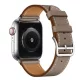 Apple Watch elegáns bőróraszíj / szürkésbarna / ezüst csattal 44/45/46/49 mm