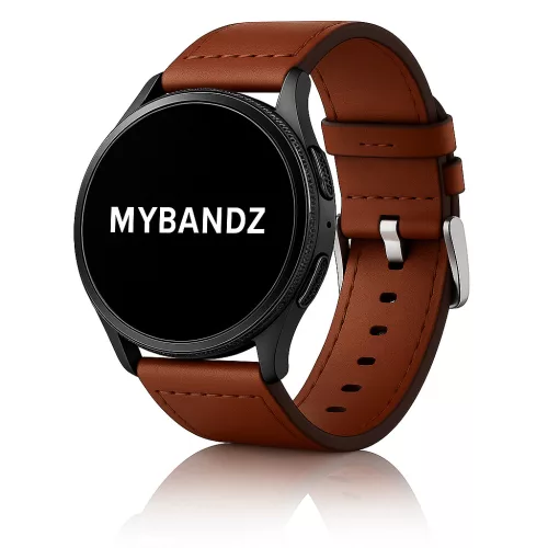 MYBANDZ Olasz prémium bőróraszíj - vöröses barna-ezüst csat/ 22mm