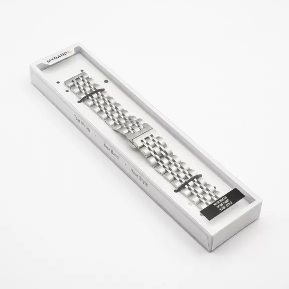 MYBANDZ Pearlmaster láncszemes fém óraszíj / ezüst / 20mm