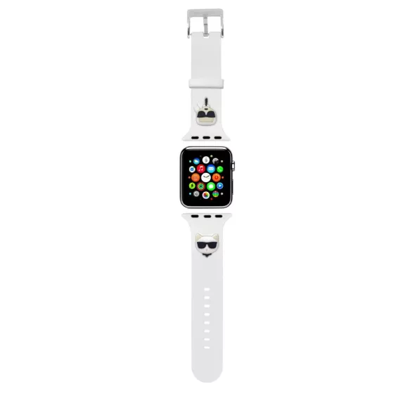 Karl Lagerfeld and Choupette Apple Watch 40/41 és 42mm szilikon óraszíj - fehér