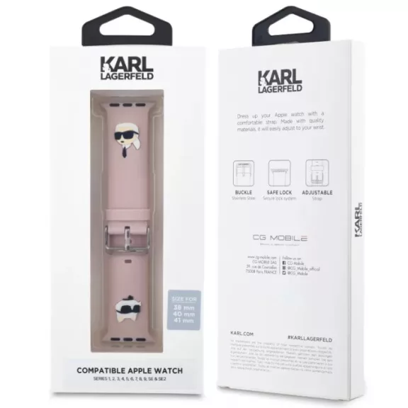 Karl Lagerfeld and Choupette Apple Watch 40/41 és 42mm szilikon óraszíj - púder