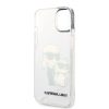 Karl Lagerfeld IML Glitter Karl and Choupette NFT Apple iPhone 14 (6.1) hátlapvédő tok átlátszó (KLHCP14SHNKCTGT)