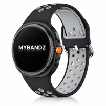  MYBANDZ Lélegző szilikon óraszíj-fekete-szürke/Samsung Galaxy Watch 8-9