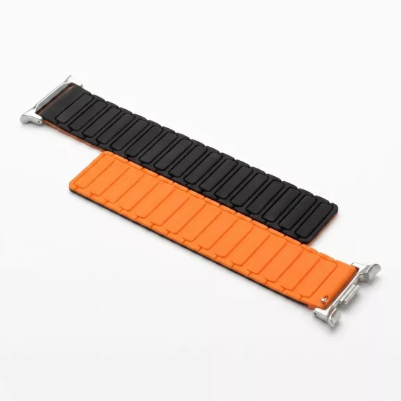 MYBANDZ Mágneses szilikon óraszíj-fekete-narancs/Samsung Galaxy Watch 8-9
