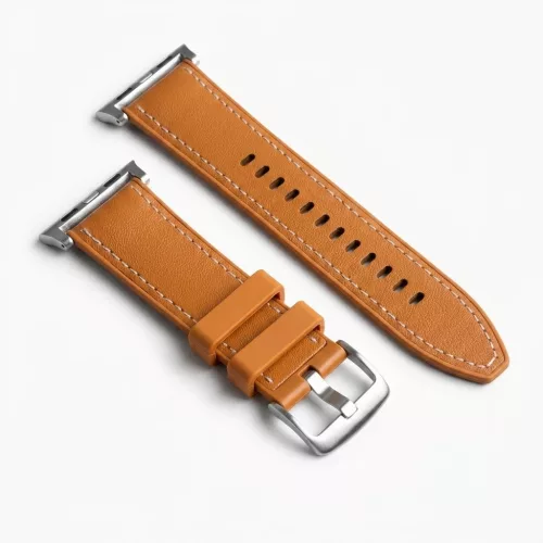 MYBANDZ Kívül puha bőr belül szilikon óraszíj/barna/Samsung Galaxy Watch 8